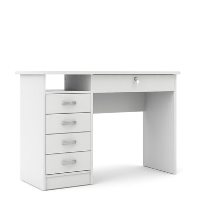 Walden 5 Drawer Office Desk with 1 Locking Drawer for Adults, White