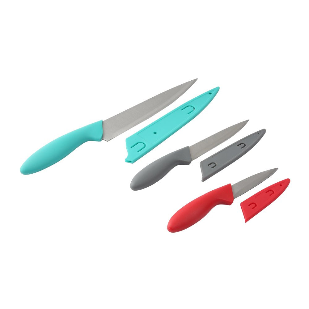 3 Piece Stainless Steel Color Knife Set with Ergonomic Handles