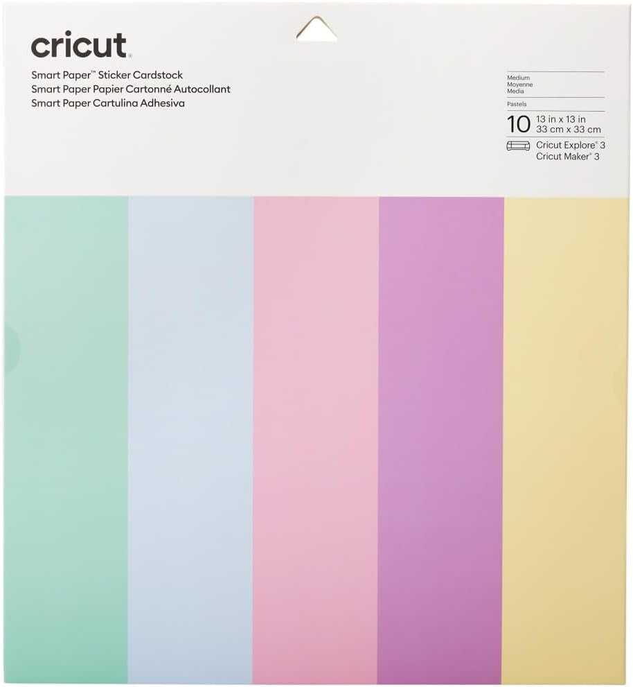 Cricut Smart Paper Sticker Cardstock - 10 Sheets - 13In X 13In - Adhesive Paper for Stickers - Compatible with Cricut Explore 3/Maker 3 - Pastels