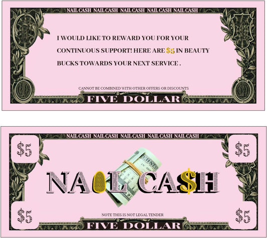 Nail Cash Pink Loyalty Reward Cards for Nail Tech Supplies, Salon Client Gifts & Aftercare, Pedicure Manicure Business Must Haves - 100 Pieces