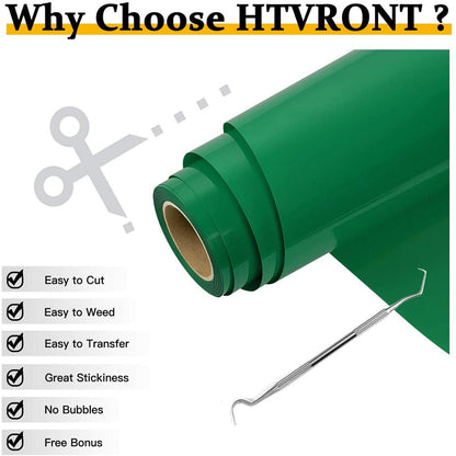 12" X 20FT Green Vinyl Iron on HTV T-Shirt for Cricut & All Cutter Machine