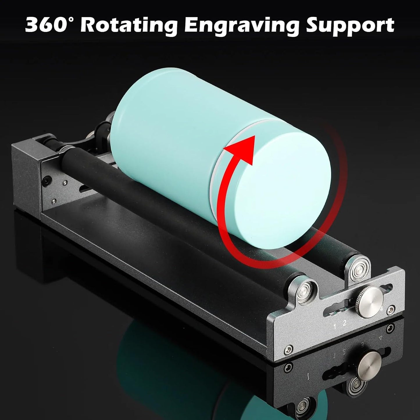 Rotary Roller with Bracket, Y-Axis Rotary Roller 360° Rotation for Cylindrical Objects, Tumbler, Cups, Bottles, Pens, Wine, Laser Rotary Aattachment for Carverall Laser Engraver and Cutter