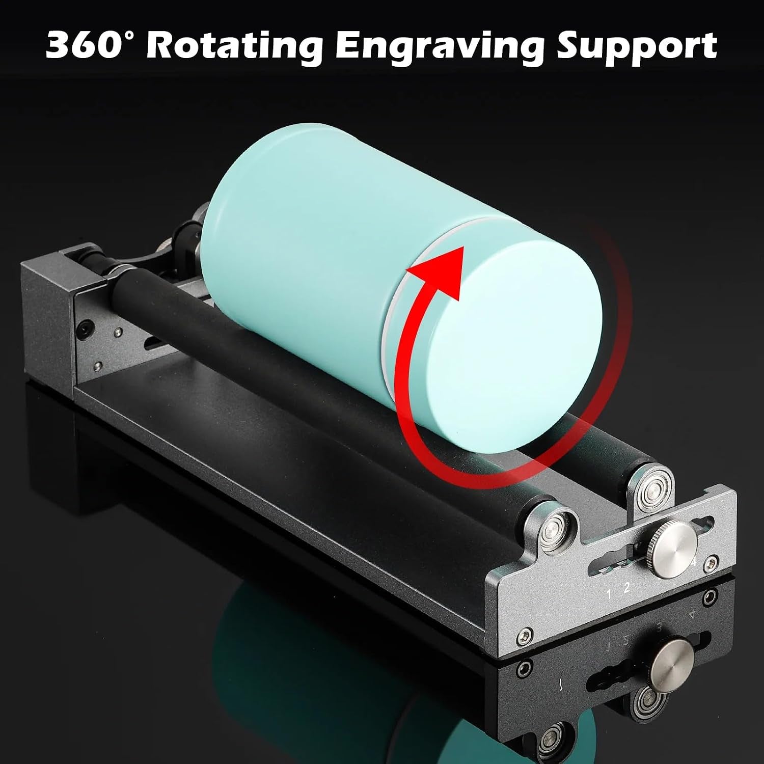 Rotary Roller with Bracket, Y-Axis Rotary Roller 360° Rotation for Cylindrical Objects, Tumbler, Cups, Bottles, Pens, Wine, Laser Rotary Aattachment for Carverall Laser Engraver and Cutter