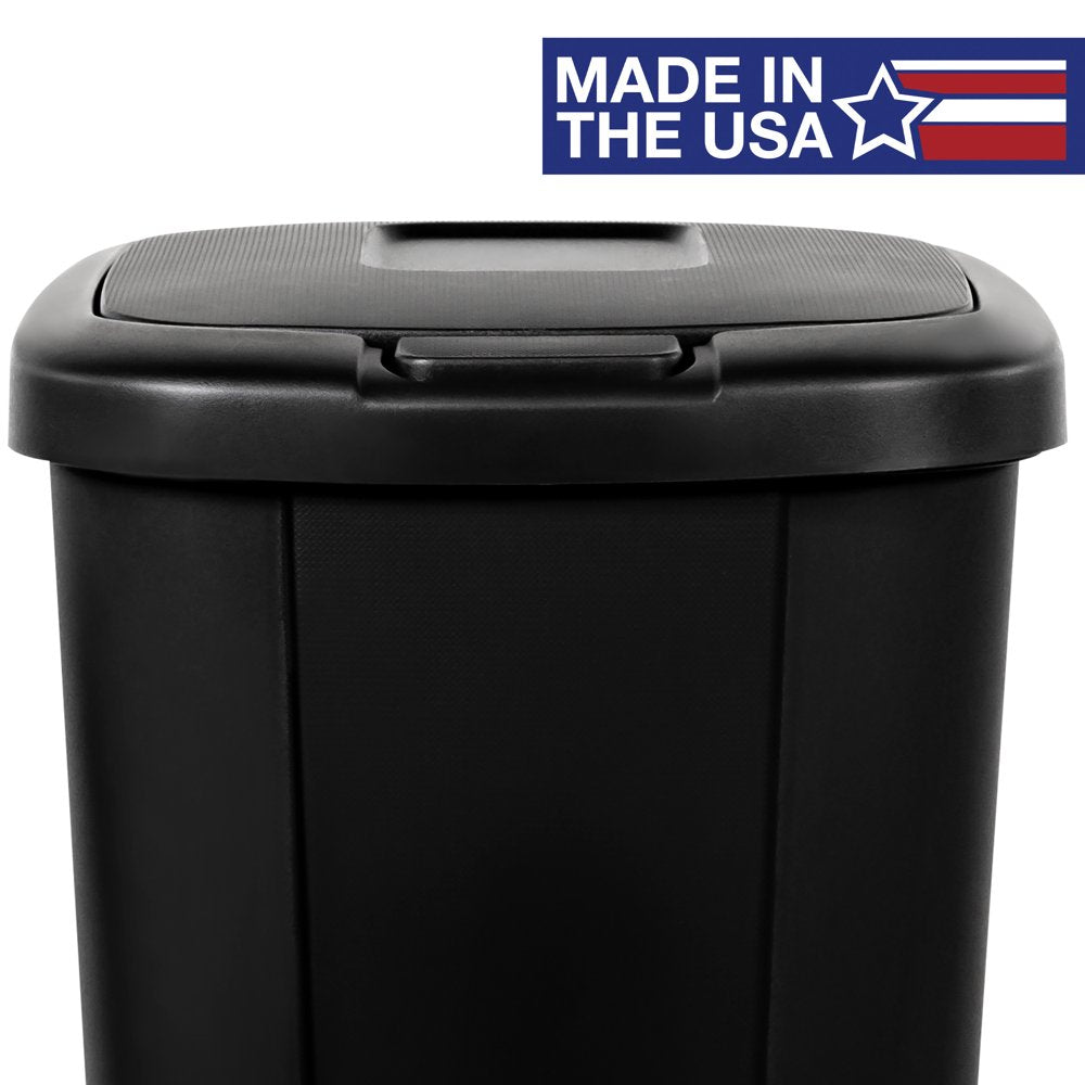 13.3 Gallon Trash Can, Plastic Touch Top Kitchen Trash Can, Black