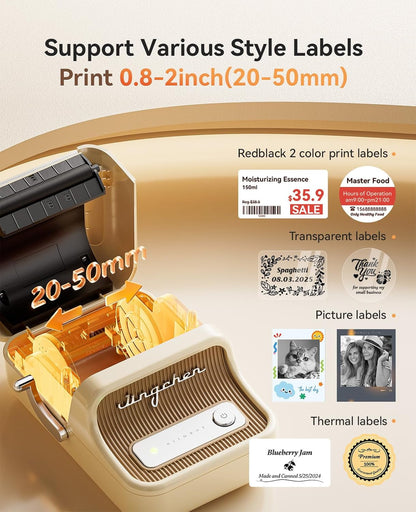 NIIMBOT Sticker Printer, B21 Pro Portabel Sticker Maker, Bluetooth Label Maker, 300DPI HD Label Printer for Photos, Notes, Study Graphics, Memo Maker,50X30Mm Label(White)