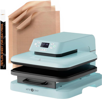 Automatic Heat Press Machine for T Shirts - Heat Press 15X15 & Teflon Sheets for Heat Press - 3 Pack Non Stick PTFE Teflon Sheet Reusable 12 X 16