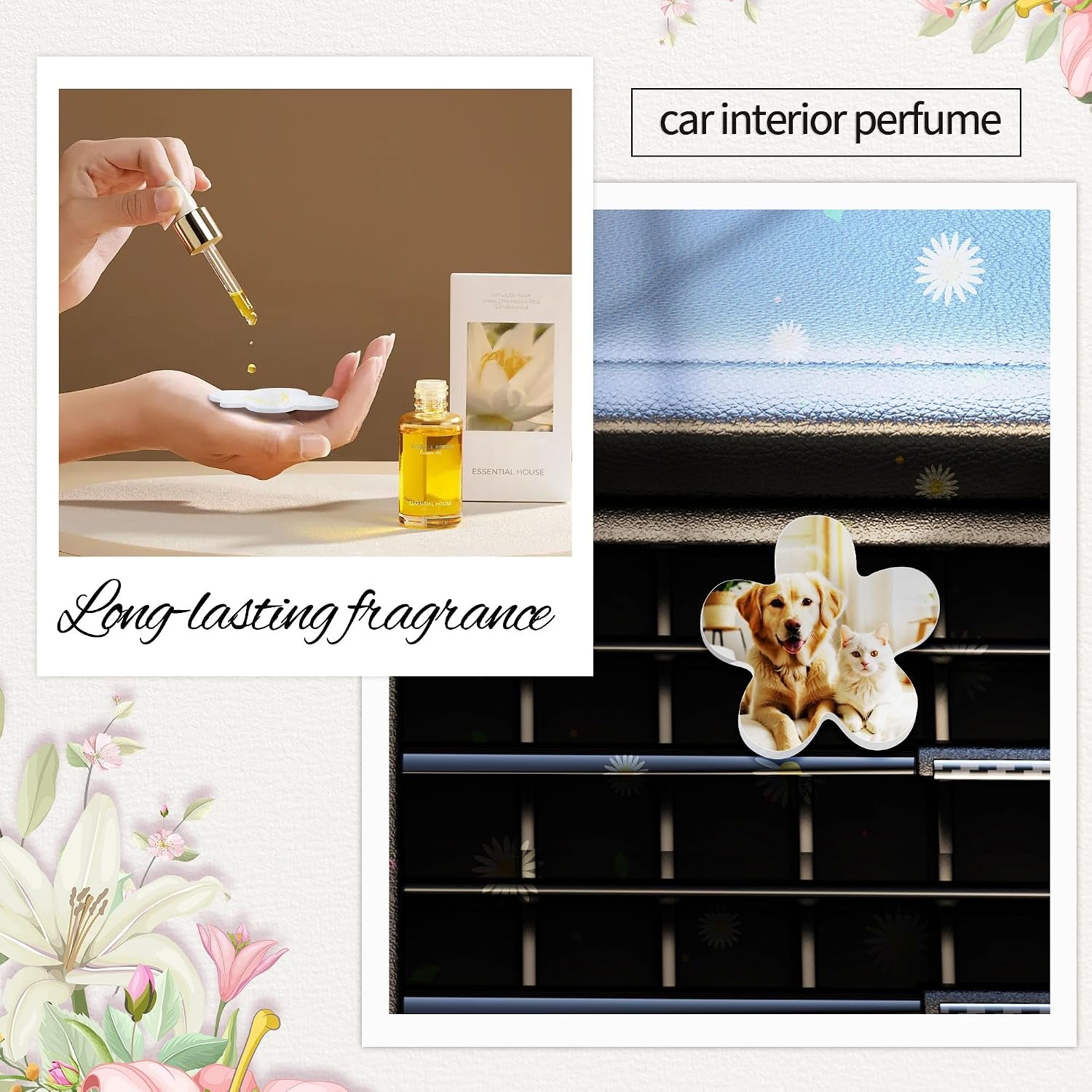 20 Sets Sublimation Car Air Vent Blanks, DIY Car Accessories Heat Transfer Portrait Essential Oil Difusser,20Pcs Matte PVC Blanks and 20Pcs Square Clips