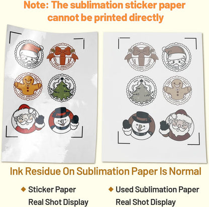 Transourdream Sublimation Sticker Paper-10 Pcs 100% Glossy Clear Waterproof Sublimation Stickers 8.5X11 for Sublimation Inkjet Printer with Sublimation Ink, Decoration for Mugs, Phone Cases, Tumbler