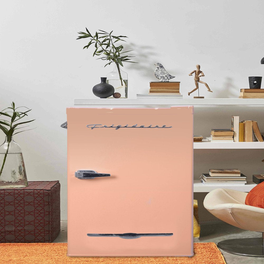 3.2 Cu Ft Retro Compact Refrigerator with Side Bottle Opener EFR376, Coral