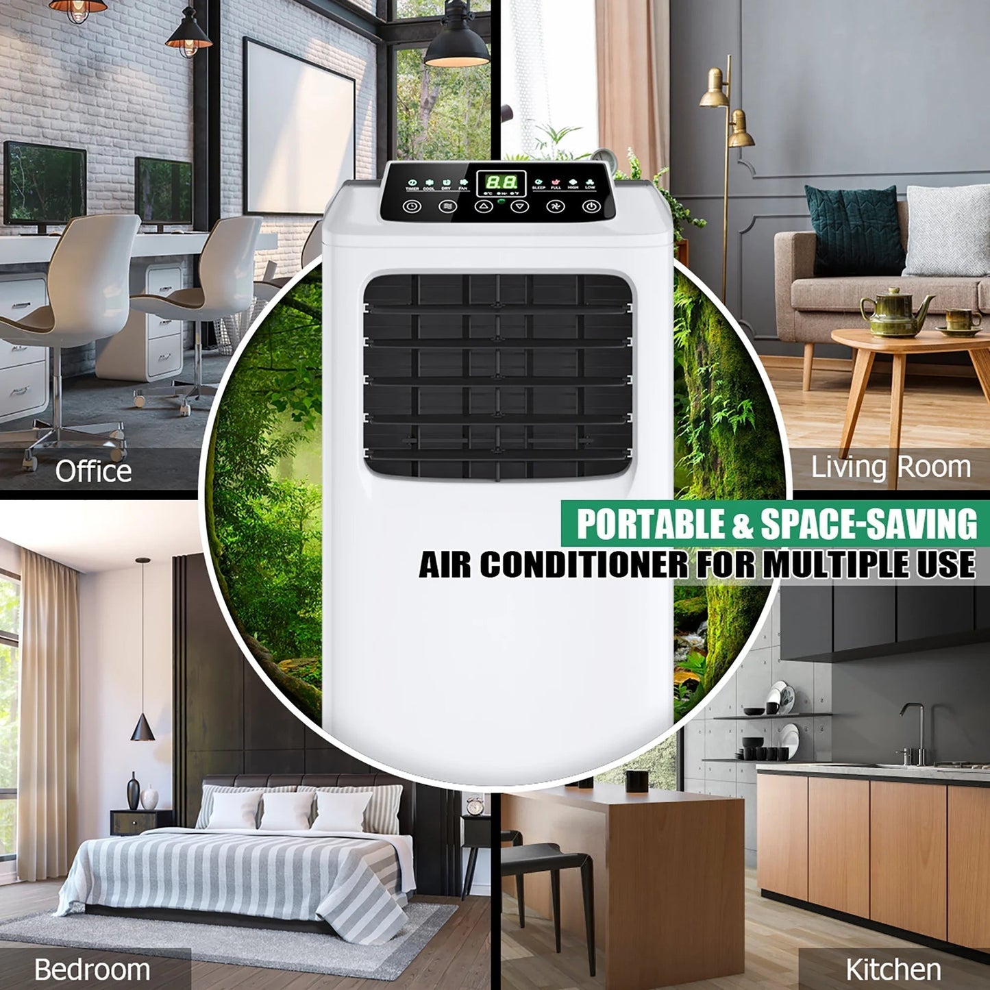 5500 BTU (9000 BTU ASHRAE) 3-In-1 Portable Air Conditioner W/Built-In Dehumidifier and Window Kit