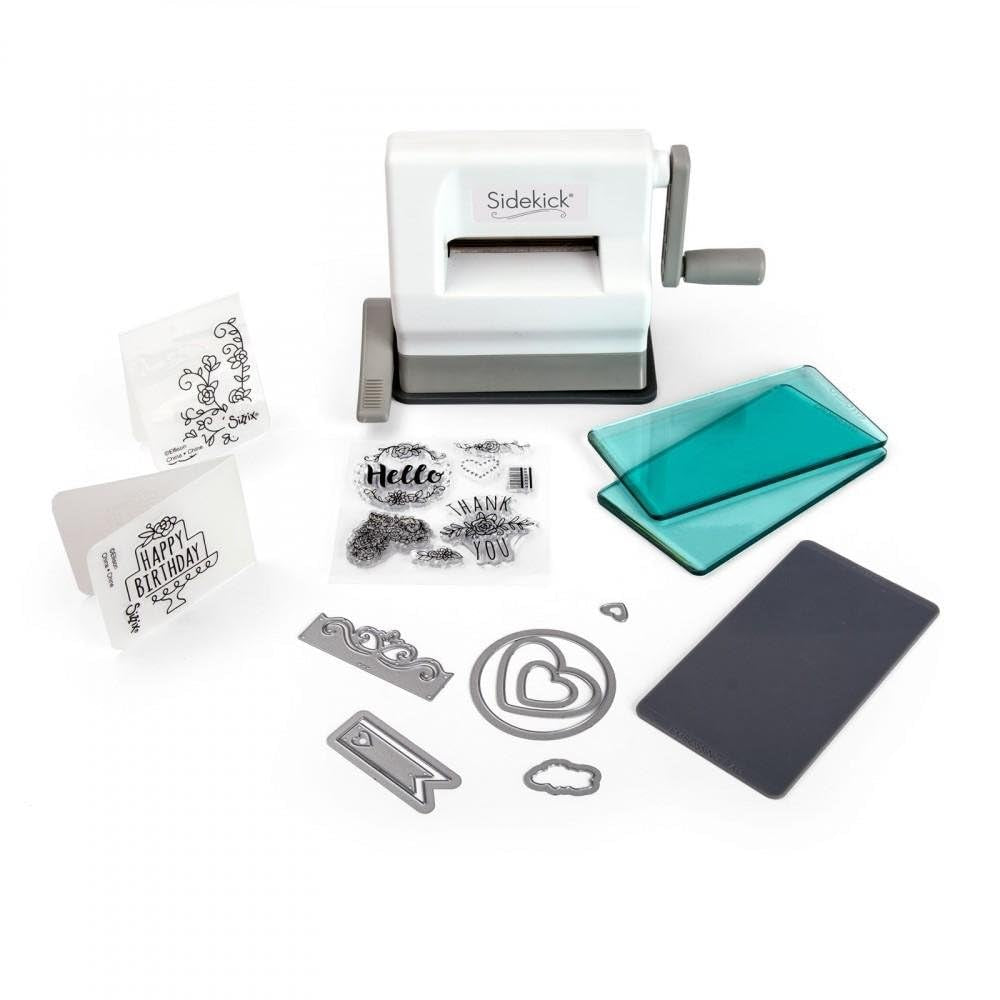 Sizzix Sidekick Starter Kit 661770 Portable Manual Die Cutting & Embossing Machine for Arts & Crafts, Scrapbooking & Cardmaking, 6.35 Cm Opening, 2.5" Opening, White