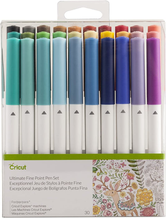 Ultimate Fine Point Pen Set, 0.4Mm Fine Tip Pens to Write, Draw & Color, Create Personalized Cards & Invites, Use with  Maker and Explore Cutting Machines, 30 Assorted Colored Pens