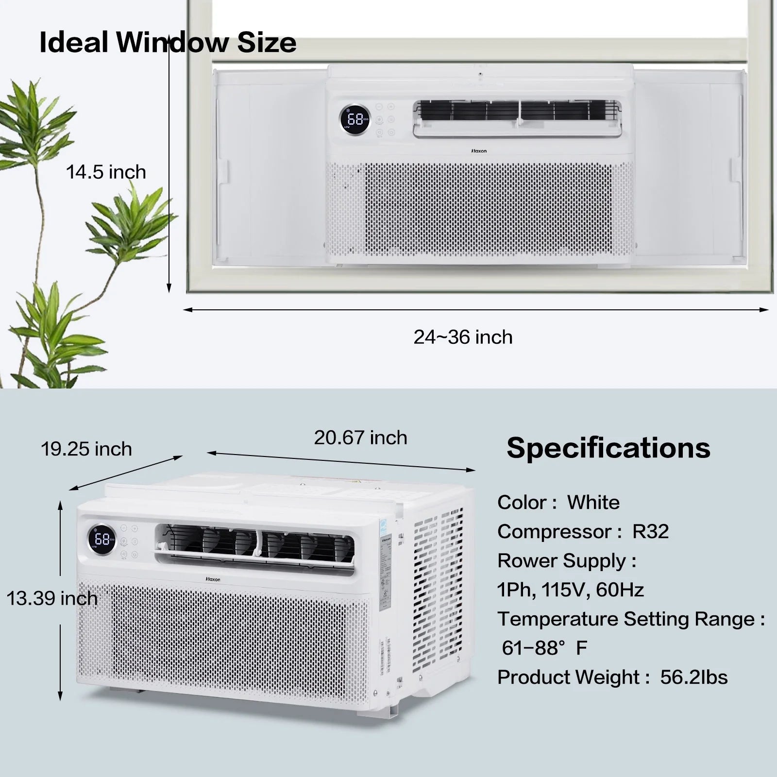 Energy Star 8000 BTU Inverter Window Air Conditioner, Energy-Saving Window AC Unit with APP & Voice Control, Ultra Quiet & Easy Installtion Design, Work with Alexa/Google Assistant, 115V/60Hz