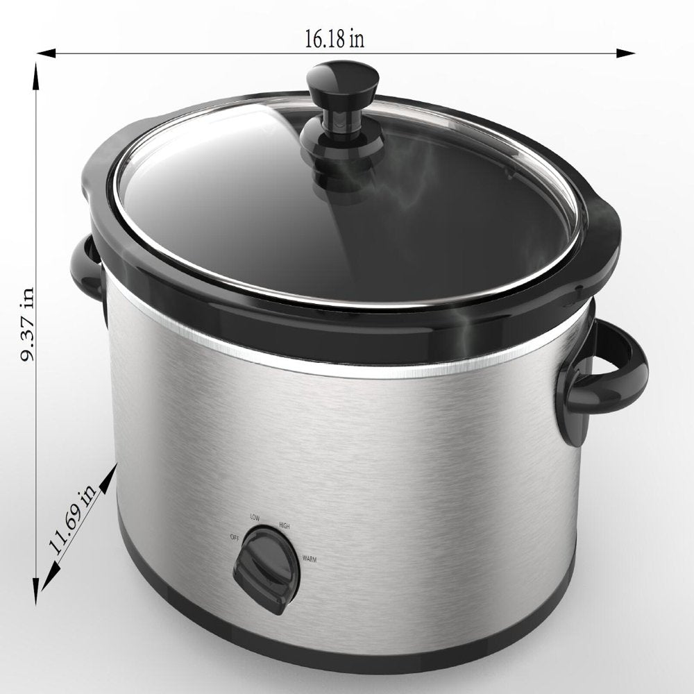 6 Quart Oval Slow Cooker, Stainless Steel Finish, Glass Lid, Model # MS54100112168S