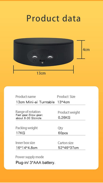 Rotating Display Stand, 5.2" 4.4Lb Load Cup Display Turner for Tumblers, Spinning Display Stand, Motorized Tumbler Display Turner for Glitter Cups, Small Arts Products (Black)