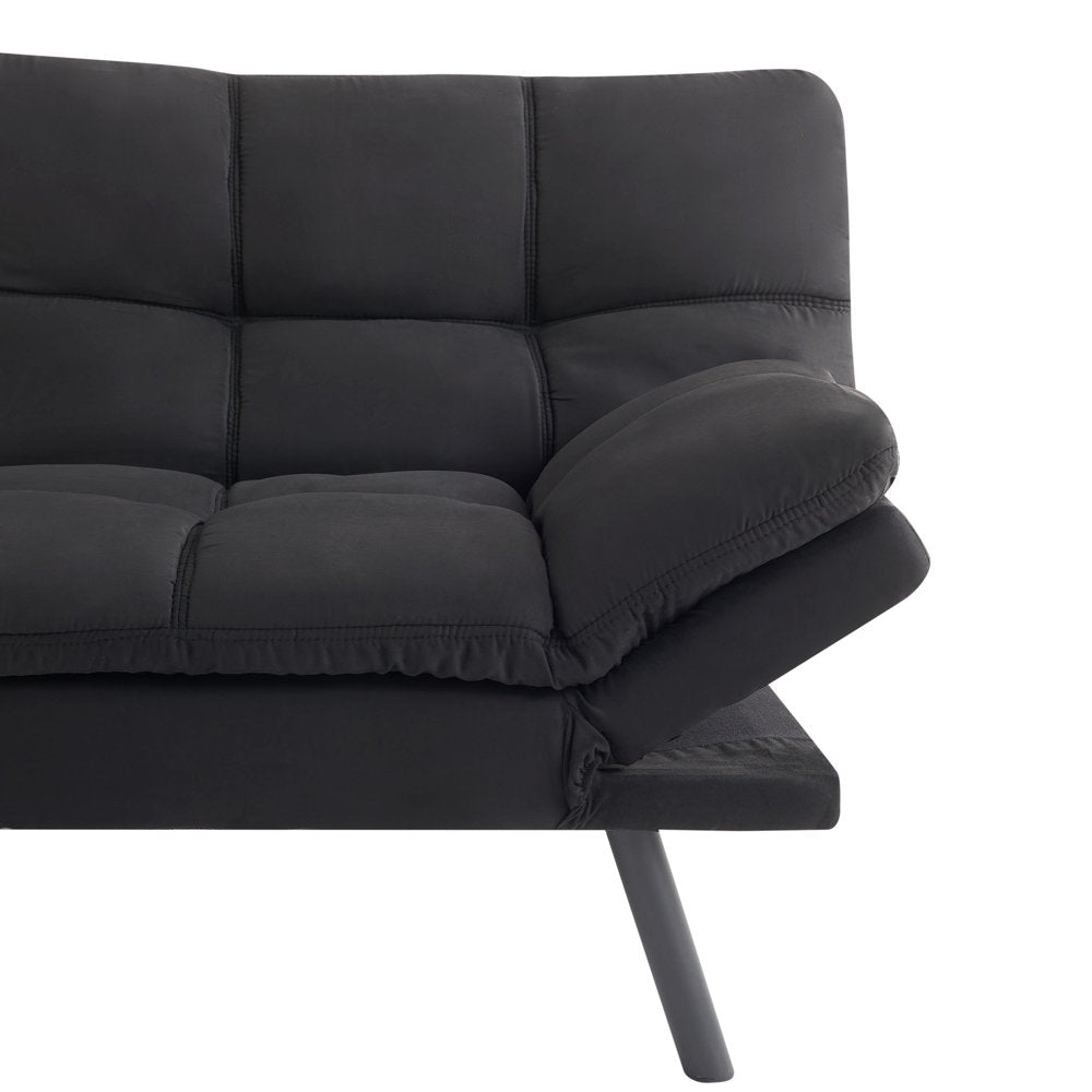 Memory Foam Futon, Black Faux Suede