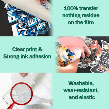 30 Sheets DTF Transfer Film A4 (8.3' X 11.7') Double-Sided Matte | PET Heat Transfer Paper, Cold and Hot Peel, Suitable for DTF Inkjet Printer, Direct Printing on T-Shirt and Fabrics