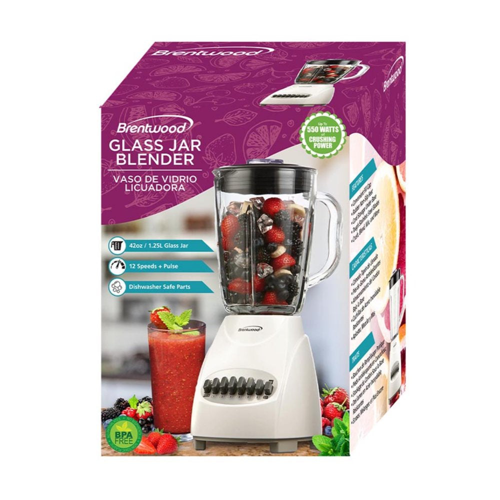 JB-920W 12-Speed plus Pulse Blender with Glass Jar, White