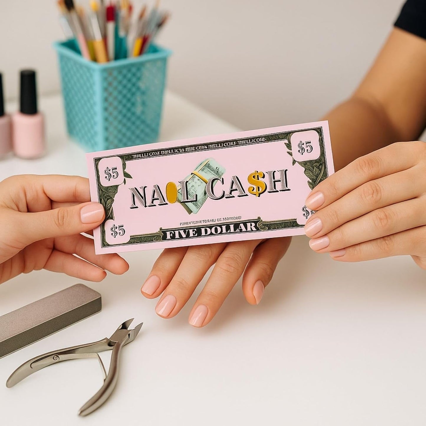 Nail Cash Pink Loyalty Reward Cards for Nail Tech Supplies, Salon Client Gifts & Aftercare, Pedicure Manicure Business Must Haves - 100 Pieces