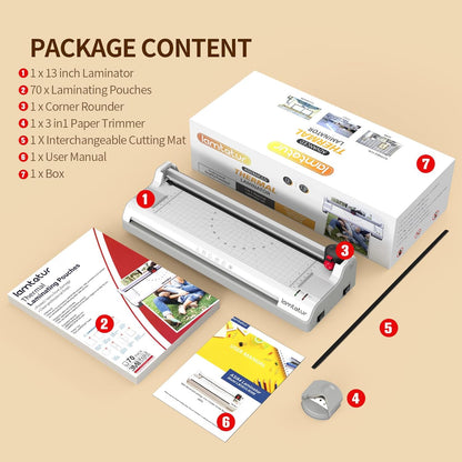 Lamtetur Thermal Laminator Machine11X17 with 70Letter Size Laminating Sheet | 13Inch Wide Laminating Hot&Cold Setting,A3 Lamination Laminated 3-5Mil,Office Home School Teacher,Paper Cutter,Corner Rounder