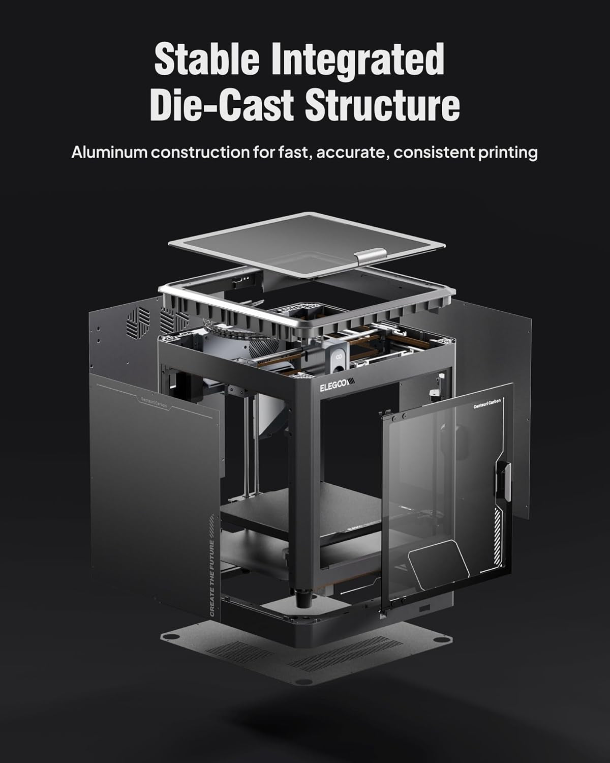 ELEGOO Centauri Carbon 3D Printer, Corexy 500Mm/S High Speed Printing with Auto Calibration, 320°C Nozzle and Built-In Camera, Ready to Print Out of the Box, 256X256X256Mm Printing Size