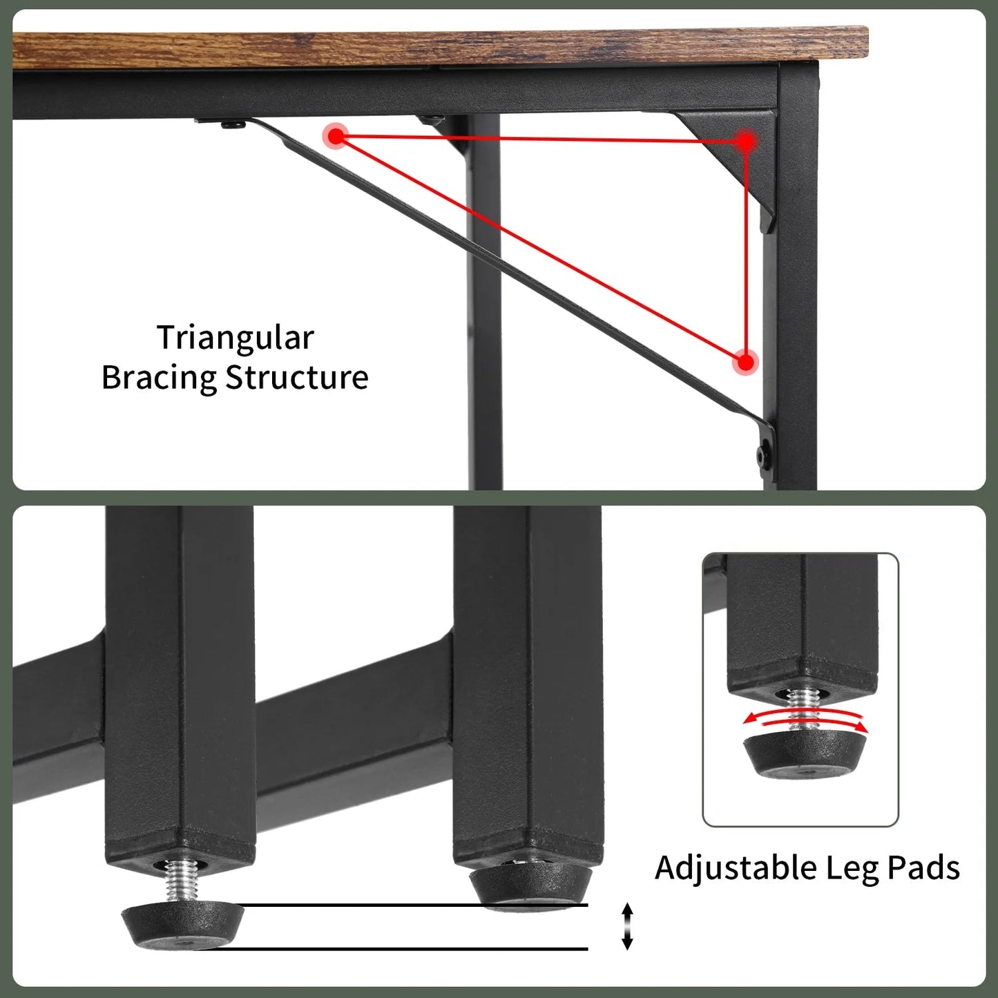 47.2 Inches Computer Desk,Modern Simple Style PC Desk with Metal Frame，Brown