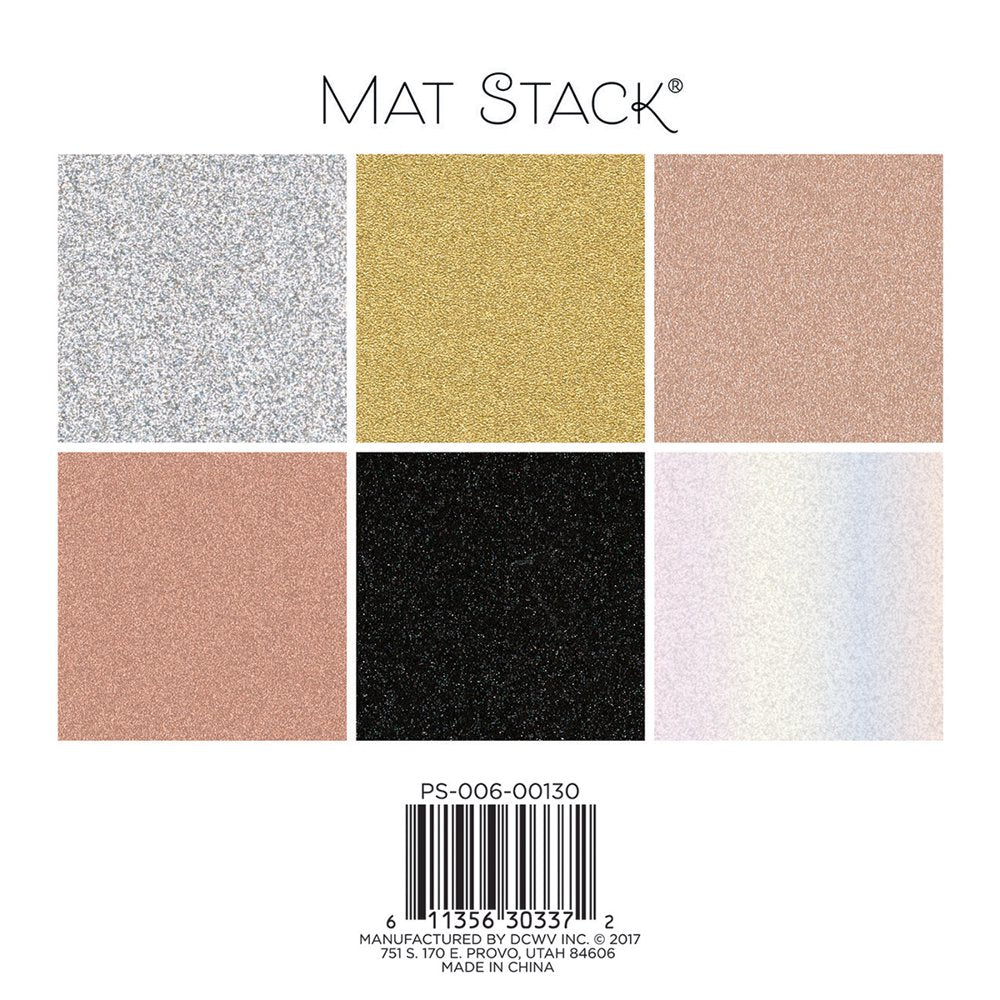 Single-Sided Cardstock Stack 6"X6" 24/Pkg Glitzy Metallics W/Glitter
