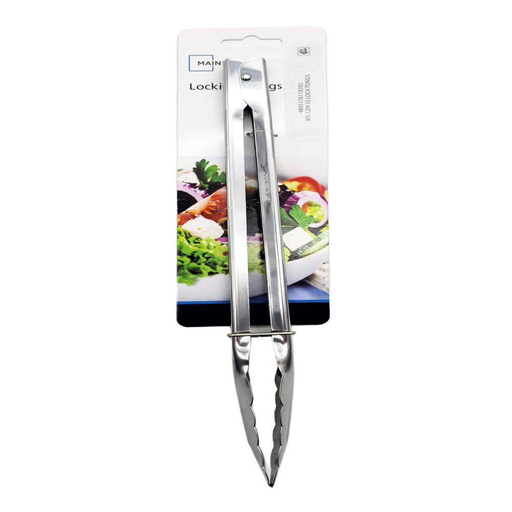 12" Stainless Steel Locking Cooking Tongs Silver