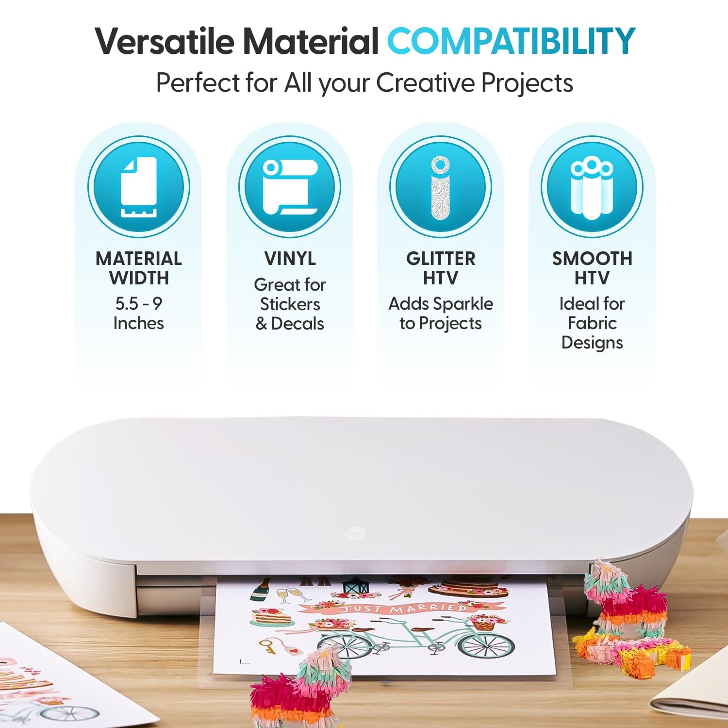 Silhouette America Portrait 4 Vinyl Cutting Machine, Starter Bundle - 9"" Precision Cutter with Designer Edition Software, 24 Sheets Oracle Vinyl, Tool Kit & 25 Free Designs - Electric Tool Compatible