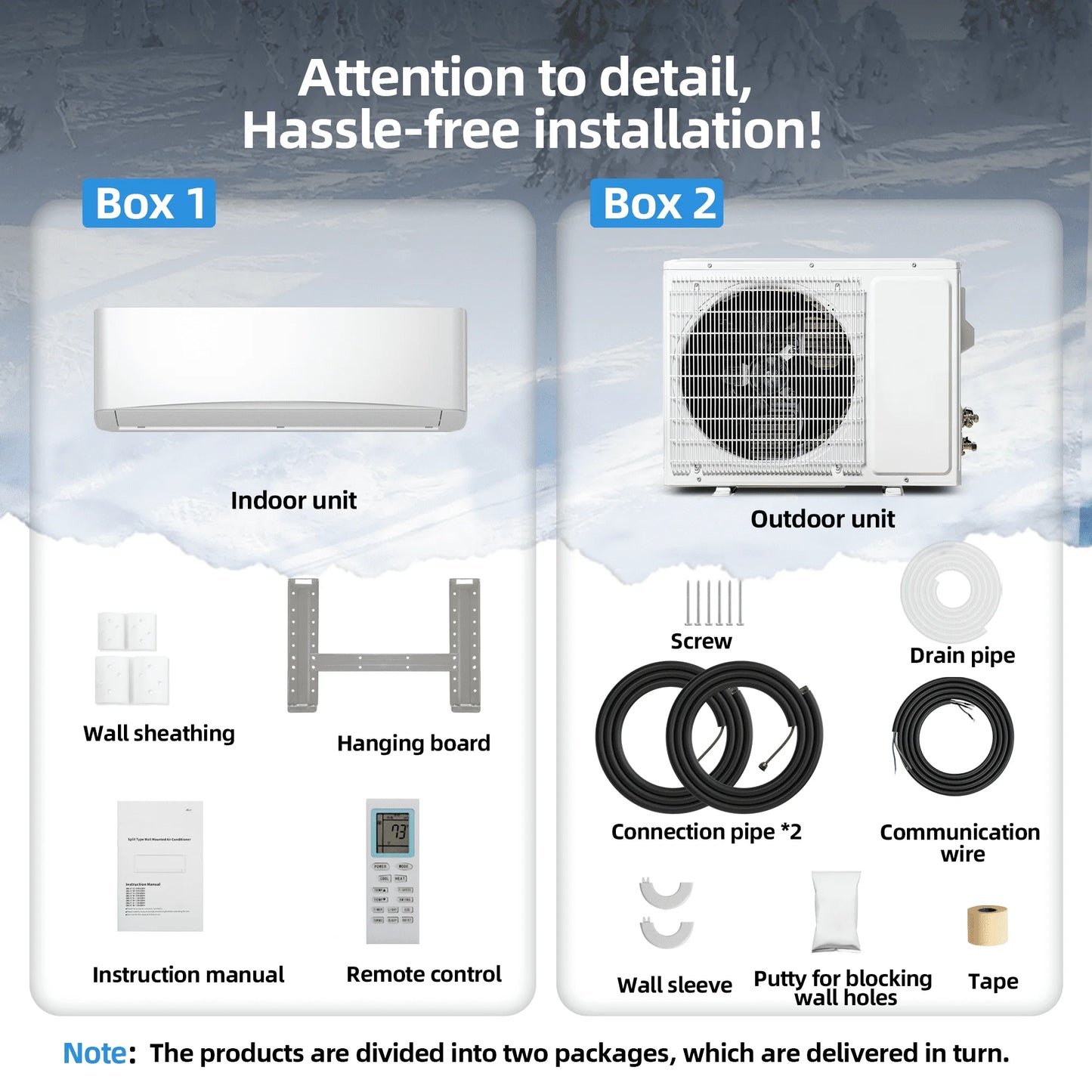 12000 BTU Mini Split Air Conditioner & Heater with Inverter, 17 SEER2 115V Energy Saving AC Unit Cools Rooms up to 750 Sq. Ft, Complete Installation Kit