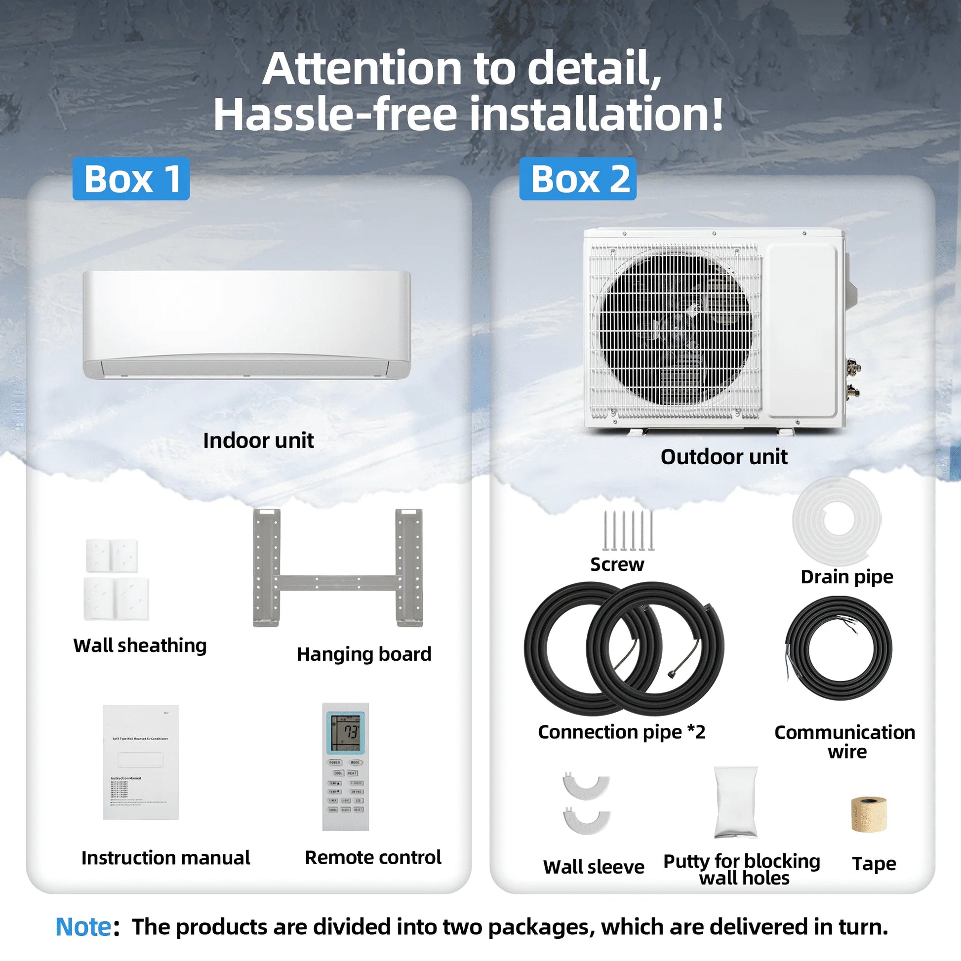 12000 BTU Mini Split Air Conditioner & Heater with Inverter, 17 SEER2 115V Energy Saving AC Unit Cools Rooms up to 750 Sq. Ft, Complete Installation Kit