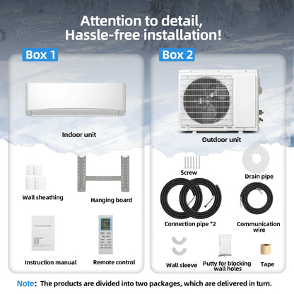 12000 BTU Mini Split Air Conditioner & Heater with Inverter, 17 SEER2 115V Energy Saving AC Unit Cools Rooms up to 750 Sq. Ft, Complete Installation Kit