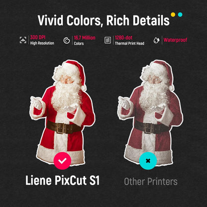 Liene Pixcut S1 Creator Mega Pack - All-In-One Sticker Maker Machine for DIY Crafts, Custom Labels & Gifts, Thermal Dye-Sublimation, 300 DPI Prints, Precise AI Auto-Cutting