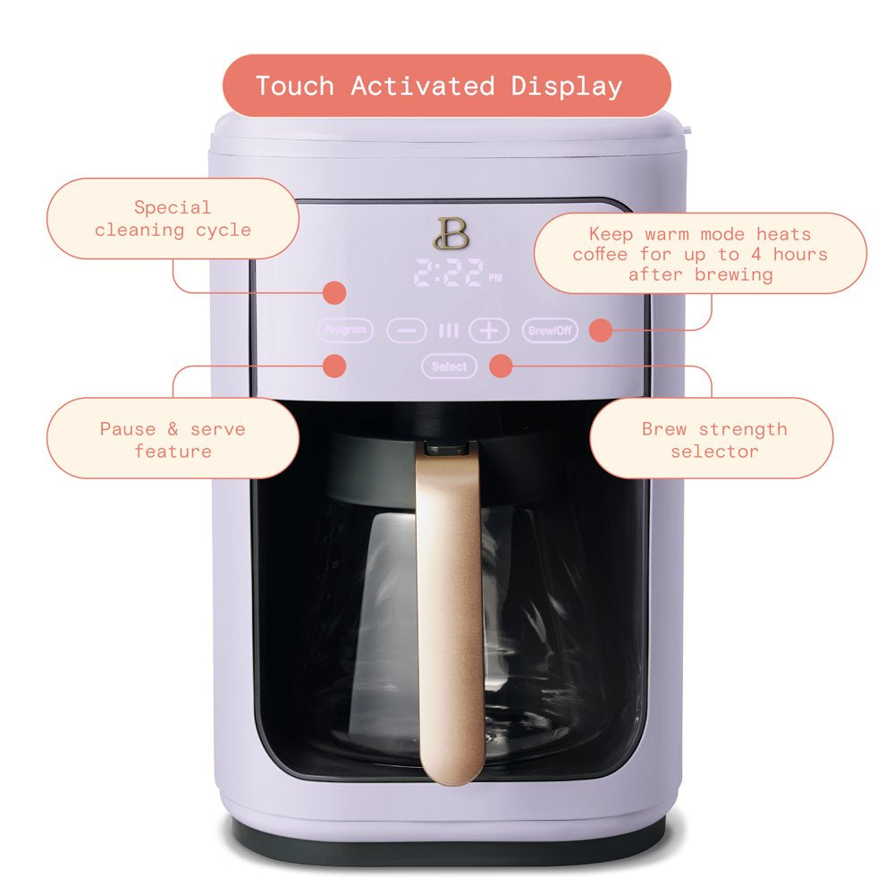 14-Cup Programmable Drip Coffee Maker with Touch-Activated Display, Lavender by Drew Barrymore