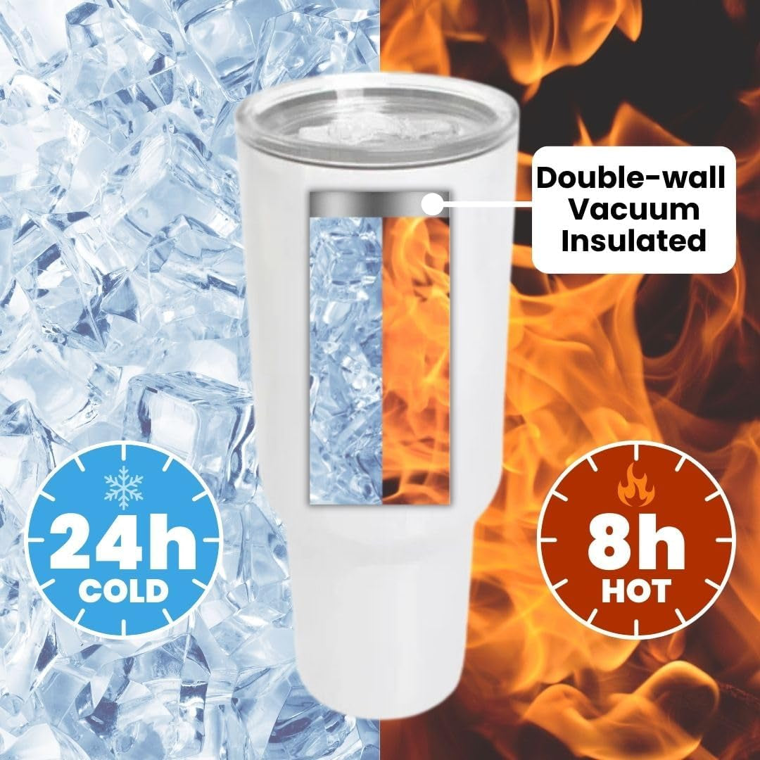 Makerflo 40 Oz White Glitter Shimmer Sublimation Blank Tumbler Pack of 25 with Lid and Straw | Craft-Ready for DIY Gifts & Personalization (Sublimation, Epoxy, UV DTF, Vinyl, and Laser Engraving)