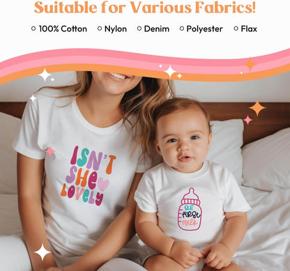 Kaciola 30 Sheets Baby Shower Games Iron on Transfers, Baby Girl DTF Transfers Ready to Press Bodysuit Making Stickers Iron on Decals for T Shirts Hoodie DIY Crafts (Girl)