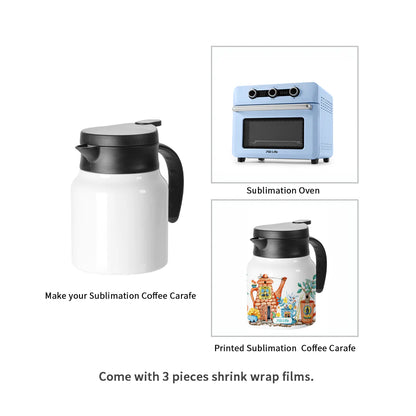 Wholesale 32 OZ Sublimation Double Walled Thermal Coffee Carafe Pot with Shrink Film White 20 Pack(Ship from China)