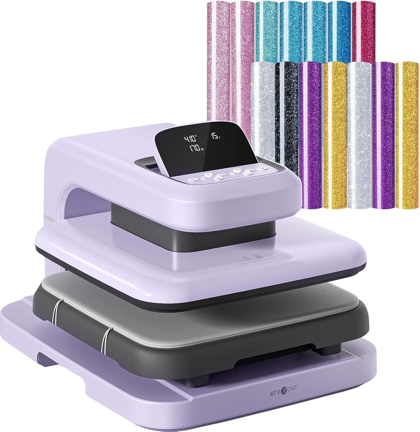Automatic Heat Press 2 Bundle - Automatic Heat Press 2 & 15 Pack 12" X 10" Glitter Heat Transfer Vinyl