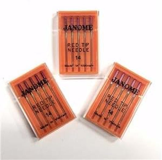 Janome Red Tip 3 X 5 Needle Packs Size 14 Size 90/14