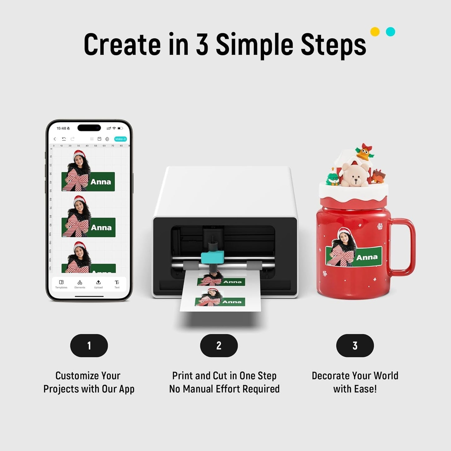 Liene Pixcut S1 Creator Mega Pack - All-In-One Sticker Maker Machine for DIY Crafts, Custom Labels & Gifts, Thermal Dye-Sublimation, 300 DPI Prints, Precise AI Auto-Cutting
