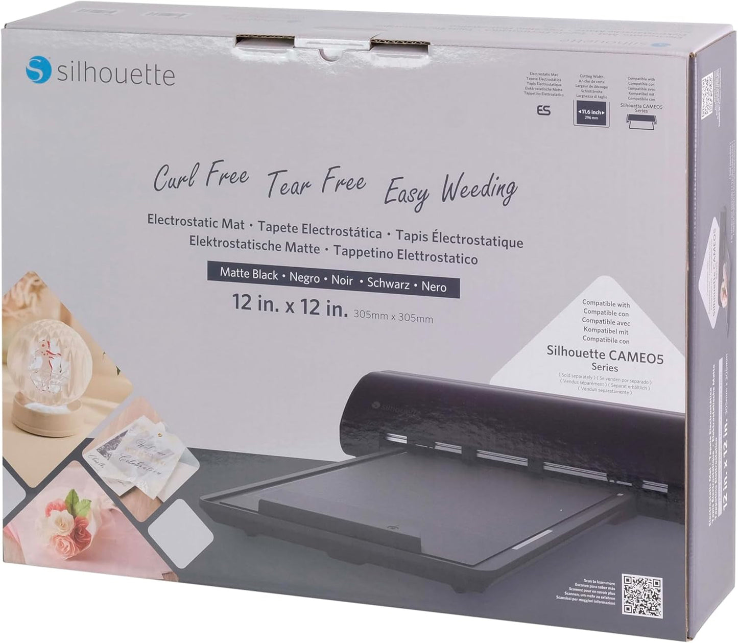Silhouette Electrostatic Cutting Mat for Use with Cameo 5 and Cameo 5 plus Models - 12 X 12 (Matte Black)