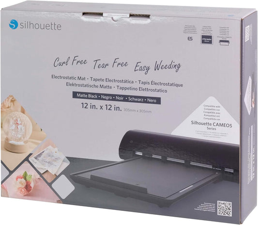 Silhouette Electrostatic Cutting Mat for Use with Cameo 5 and Cameo 5 plus Models - 12 X 12 (Matte Black)