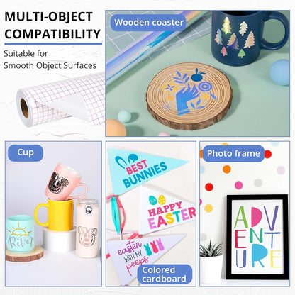 Transfer Tape for Vinyl - 12" X 20 FT Red Alignment Grid Clear Transfer Paper for Vinyl for Self Adhesive Vinyl - High Tack Transfer Tape for Signs Stickers Decals Walls Doors