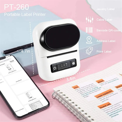 Mini Thermal Label Printer Barcode Printer Mobile Sticker Maker Wireless Bluetooth Label Price Bill Dual Printer Us-Plug