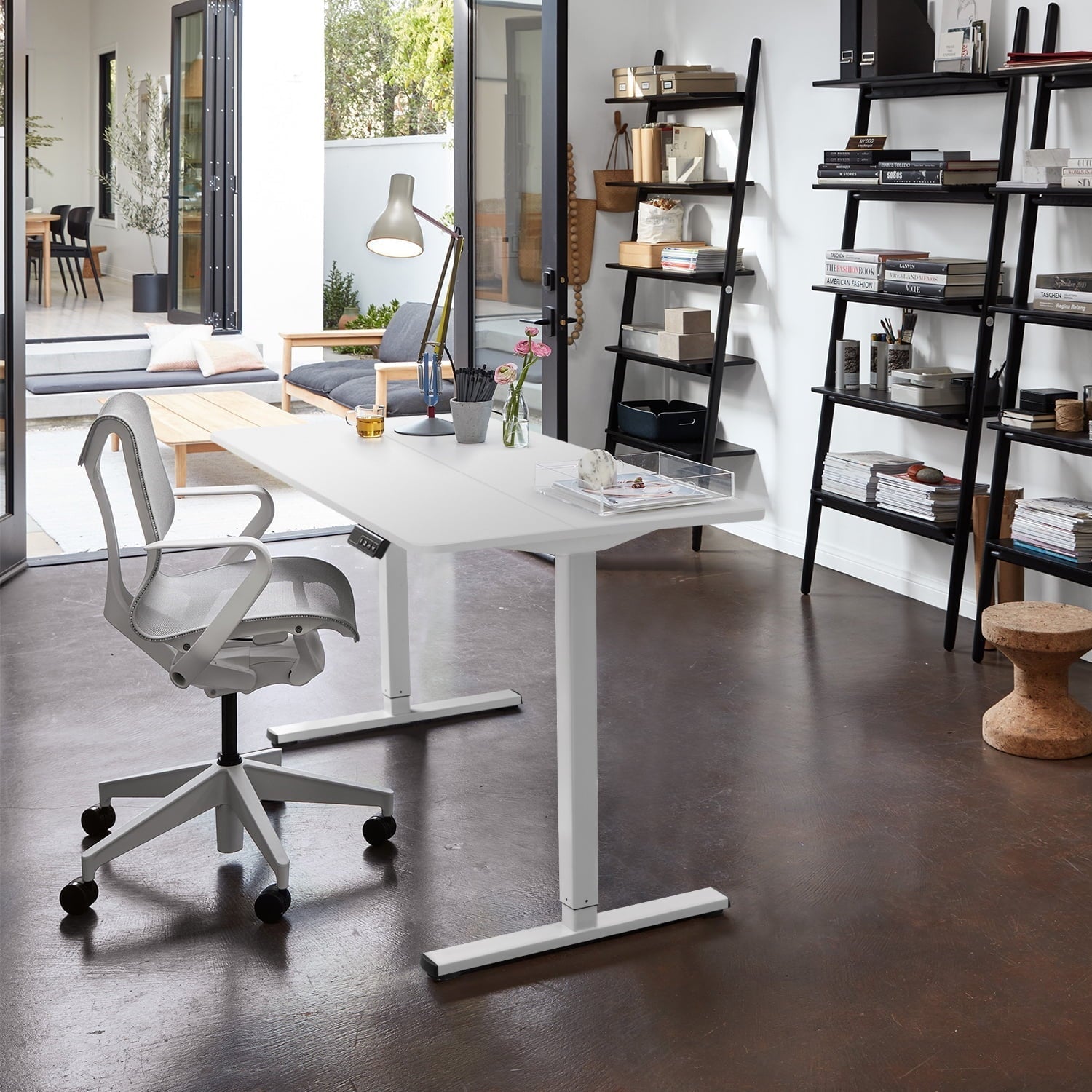 48" × 24" Electric Standing Desk Height Adjustable Home Office Computer Desk Memory Preset with T-Shaped Metal Bracket, White