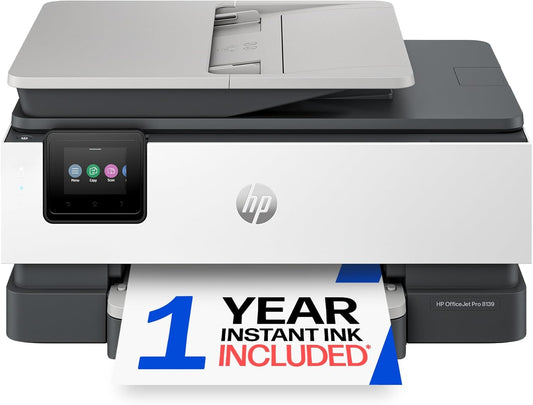 HP Officejet Pro 8139 Wireless All-In-One Color Inkjet Printer, Print, Scan, Copy, Fax, ADF, Duplex Printing Best-For-Home-Office, 1 Year Trial of Instant Ink Included, Ai-Capable (C2VK3A)