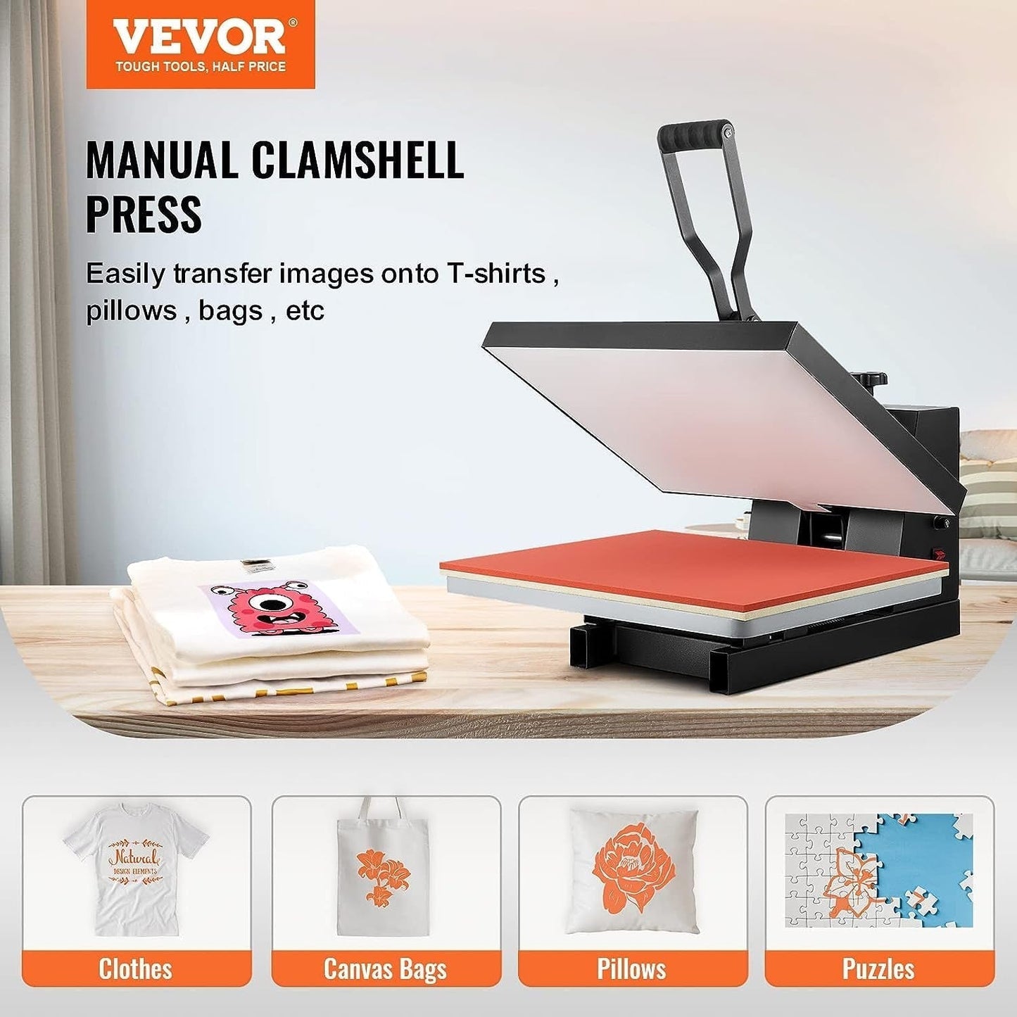 Heat Press 16X20, 1700W Power Heat Press Machine, Fast Heating, High Pressure Heat Press Machine for T-Shirt, Digital Industrial Sublimation Printer for Heat Transfer Vinyl, Easy to Use, Black