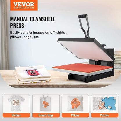 Heat Press 16X20, 1700W Power Heat Press Machine, Fast Heating, High Pressure Heat Press Machine for T-Shirt, Digital Industrial Sublimation Printer for Heat Transfer Vinyl, Easy to Use, Black