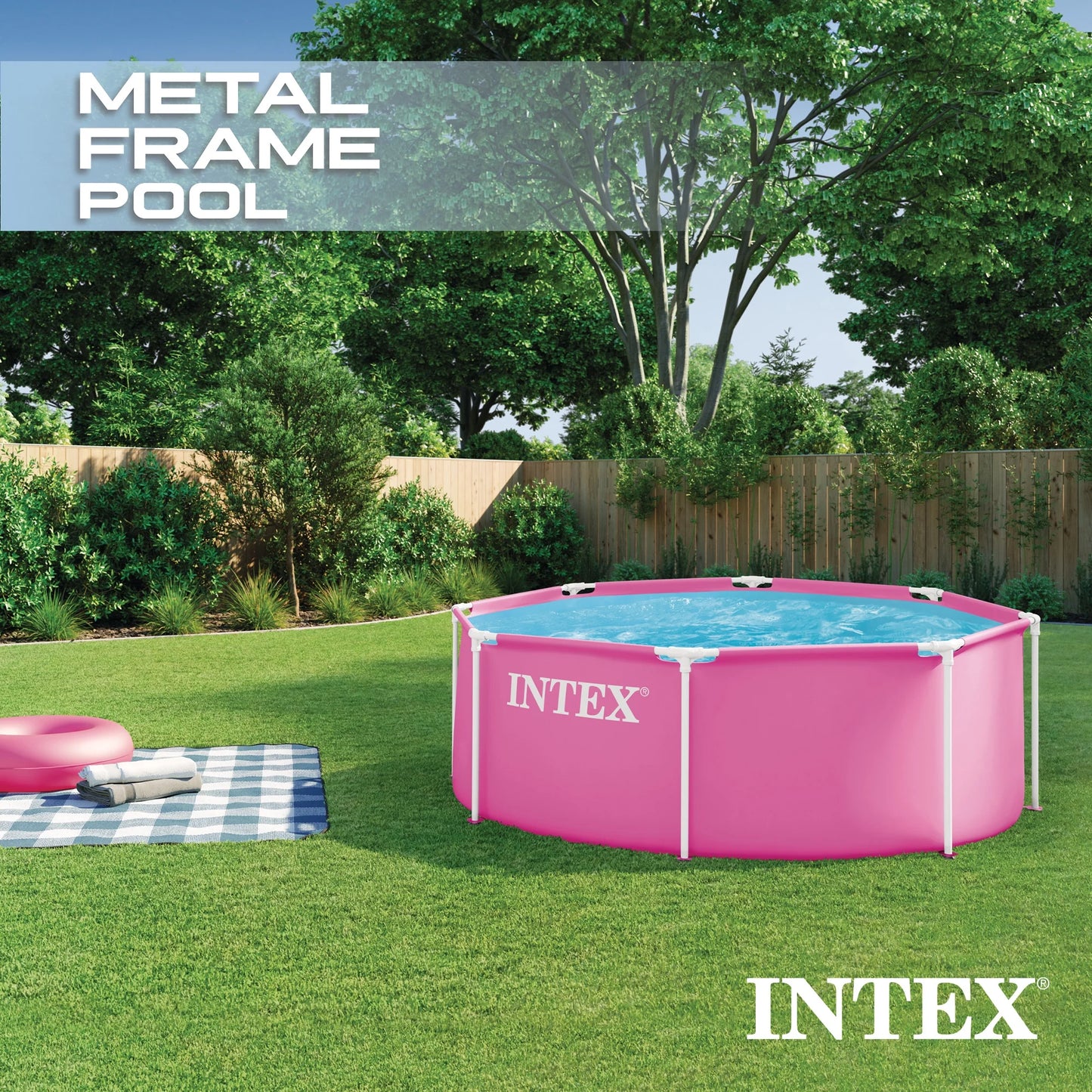 28290EP 8Ft X 30In Pink Metal Frame above Ground Pool, Pool Only (Pump Not Included)