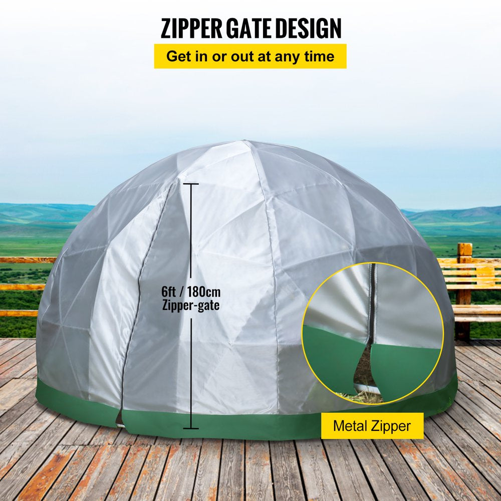 brand Dome Igloo Bubble Tent, 12'X7'Garden Dome Tent, Polyester Mesh Geodesic Dome House with Storage Bag & LED String Light, 8-10 Person Use, for Planting, Outdoor Party, Backyard, Gazebo